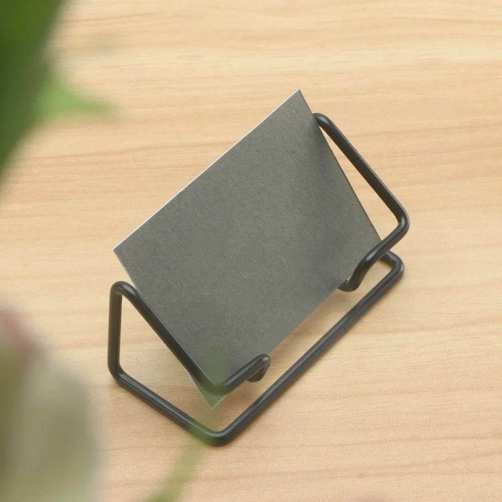 Metal Business Card Holder Minimalist Multifunctional Name Card Stand Rustproof Space-saving Card Organizer Hotel Reception Peaceful Pleasures Health and Wellness