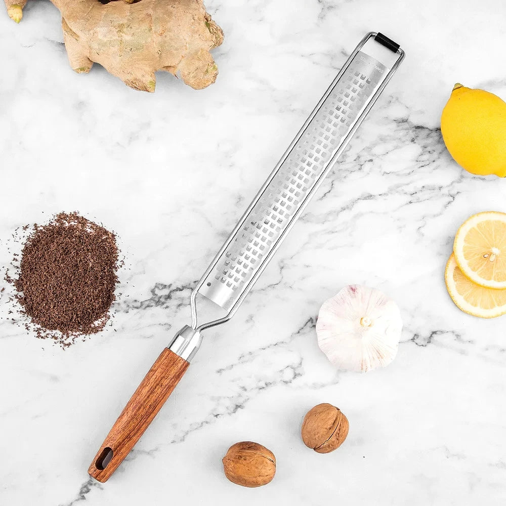 Premium Wooden Handle Zester and Grater, Efficient and Easy to Use, Ideal Kitchen Tool, Perfect for Chefs and Home Cooks Alike Peaceful Pleasures Health and Wellness Medium