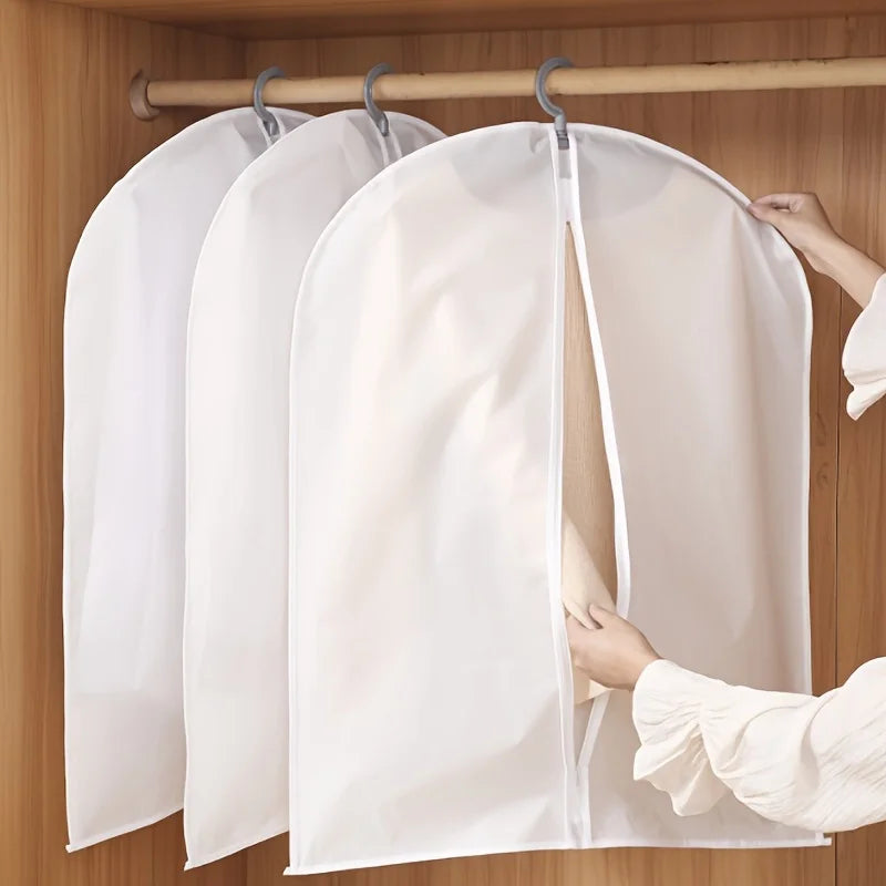5-Pack Hanging Garment Bags – Transparent Zipper Dust Covers