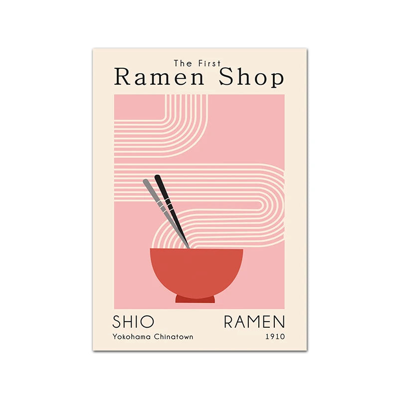 Art Print Watercolor Sushi Poster Kitchen Wall Canvas Painting Japan Restaurant Decor Japanese Ramen Noodles Cat Illustrated Peaceful Pleasures Health and Wellness T80287-01 20x30cm Unframed