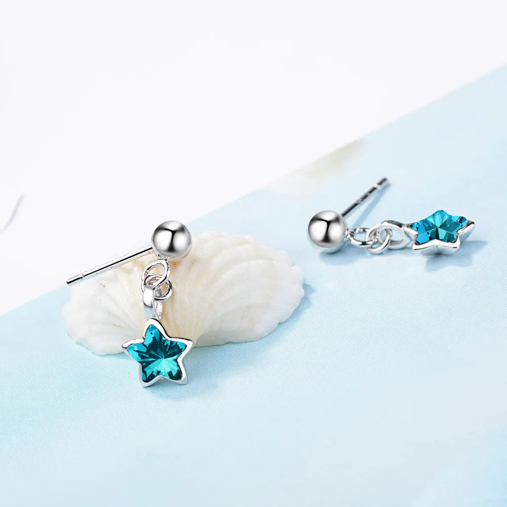 New Blue Starry Sky Mini Earrings Delicate Girlish Korean Style Blue Star Studs Fashion Women Ear Jewelry Accessories Versatile Peaceful Pleasures Health and Wellness