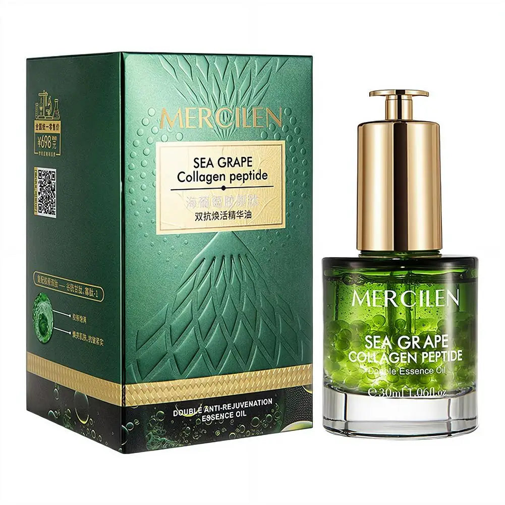 Sea Grape Collagen Peptide Double Essence Oil Facial Care Tightening Moisturizing Brightening Face Serum Korean skin care Peaceful Pleasures Health and Wellness