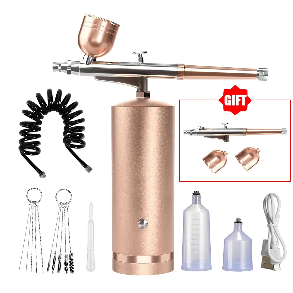 Airbrush with Compressor Airbrush Painting Mini Spray Gun for Painting Electric Paint Gun Airbrush Compressor Paint Spray Gun Peaceful Pleasures Health and Wellness Gold Kit