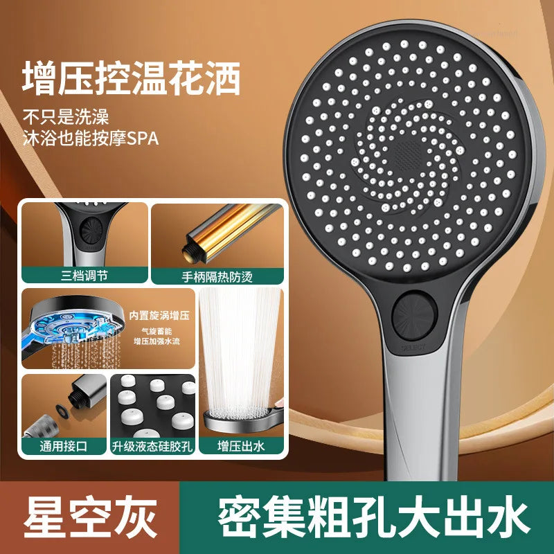135mm High Pressure Showerhead | 3-Mode Rainfall, Massage & Filter