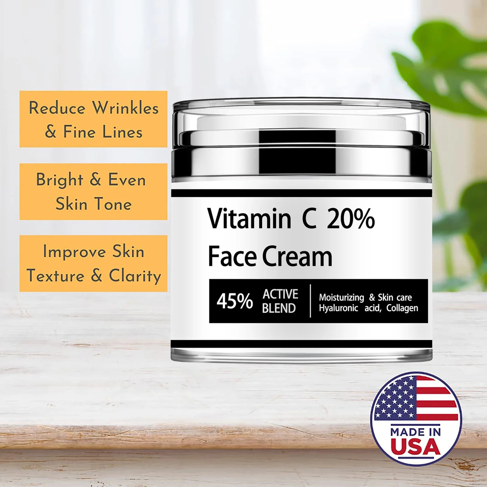 Radha Beauty Glow Boosting Vitamin C Moisturizer, 1.7 fl oz. for Face, Neck, Peaceful Pleasures Health and Wellness