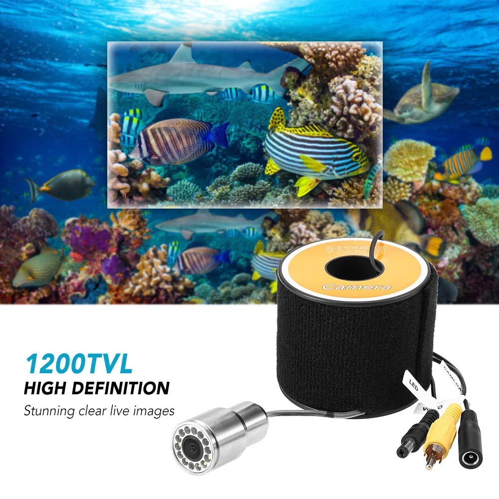 12 LED Night Vision Waterproof Fish Shape Boat Ice Fishing Camera