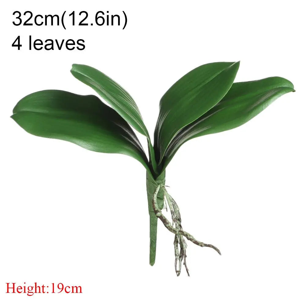 Artificial Phalaenopsis Orchid Leaf Bouquet | Faux Silk Home Decor