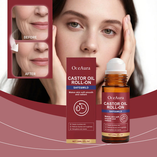 OceAura Castor Oil Rollerball Face Serum | 30ml Moisturizer Face Serum Roller Peaceful Pleasures Health and Wellness