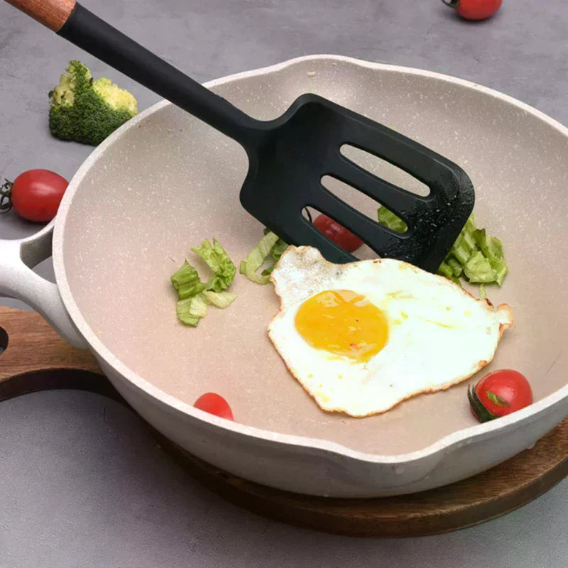 7-Piece Wooden Silicone Nonstick Kitchen Utensil Spatula Set Kitchen Utensil Set Peaceful Pleasures Health and Wellness