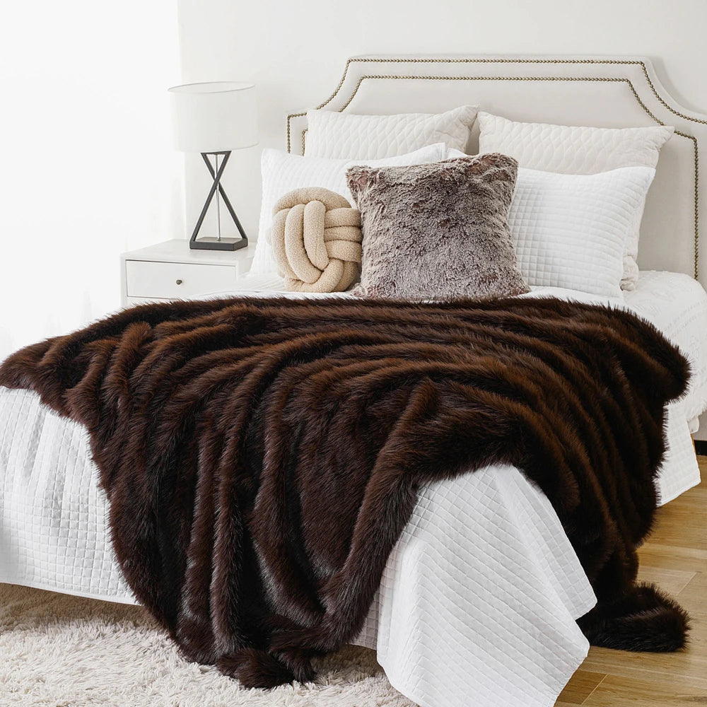 Battilo Fluffy Soft Blankets Luxury Fur blanket for Bed Sofa Mink Faux Fur Throw and Blankets Large Warm Blanket for Home Decor Peaceful Pleasures Health and Wellness