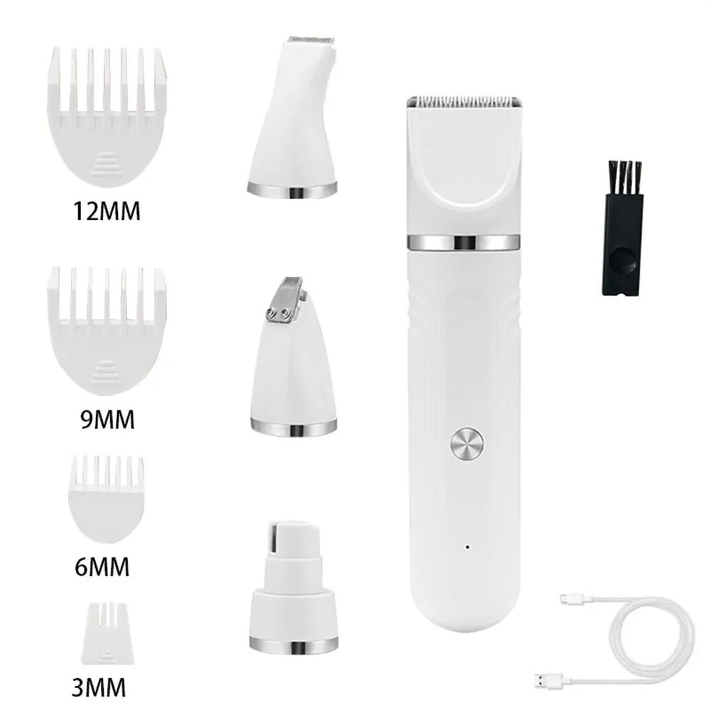 4-in-1 USB Rechargeable Electric Pet Hair Clipper | Low Noise