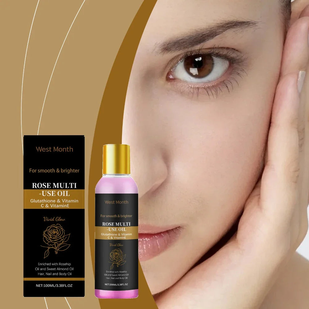 100ml Rose Multi-Use Essential Oil – Face, Hair & Nail Care