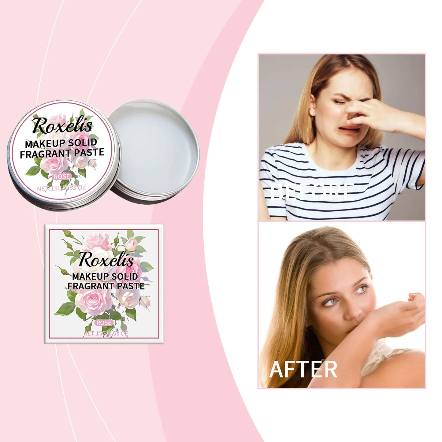 ROXELIS Rose Solid Perfume Balm | Travel Pocket Parfum for Women