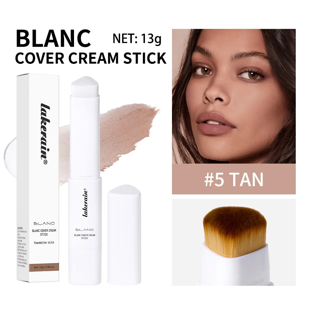 Lakerain Color Changing Foundation Stick Full Coverage Matte Finish Dual-Ended Brush & Stick Waterproof Smooth Foundation Makeup Peaceful Pleasures Health and Wellness 5tan