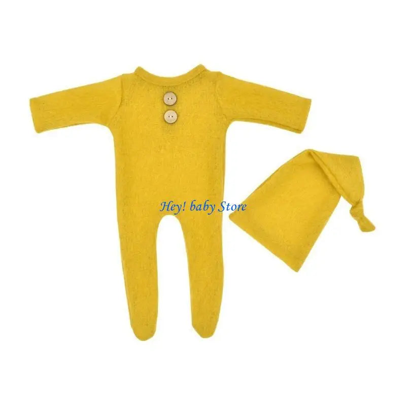 Newborn Photography Props – Knit Romper & Hat Set Boy Girl