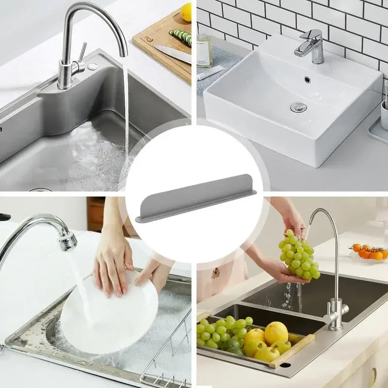 Reusable Silicone Barrier Countertop Sink Splash Guard Splashproof Bathroom Home Dish Washing Suction Cup Board Water Baffle Peaceful Pleasures Health and Wellness