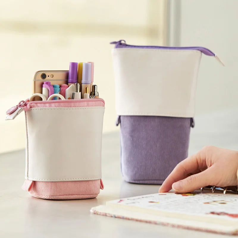 New Creative Retractable Pencil Case Kawaii DIY Printed Pen Case Large Capacity Pen Holder Office Stationery Storage Pencil Bag Peaceful Pleasures Health and Wellness