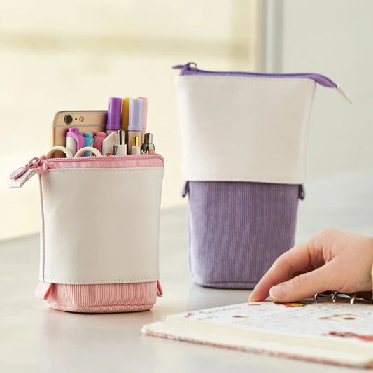 New Creative Retractable Pencil Case Kawaii DIY Printed Pen Case Large Capacity Pen Holder Office Stationery Storage Pencil Bag Peaceful Pleasures Health and Wellness