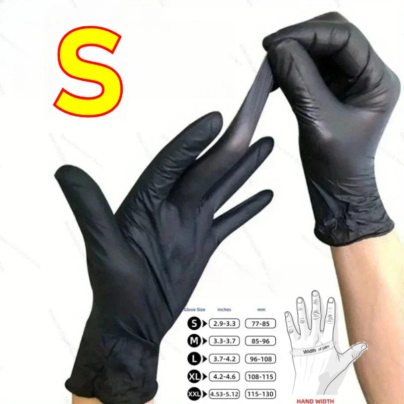 Black Nitrile Disposable Gloves 100 Pack – Latex-Free, Waterproof