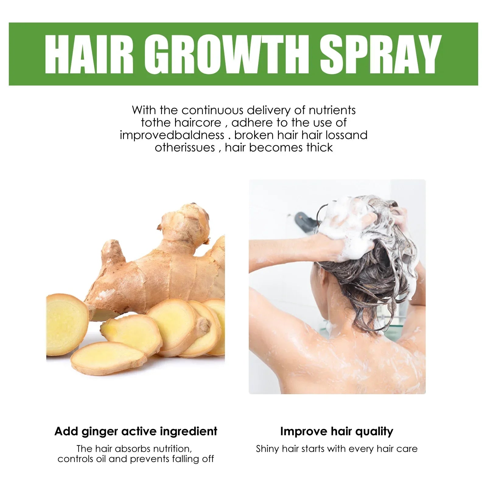 Ginger Hair Growth Serum Spray – Scalp Treatment & Hair Loss Peaceful Pleasures Health and Wellness