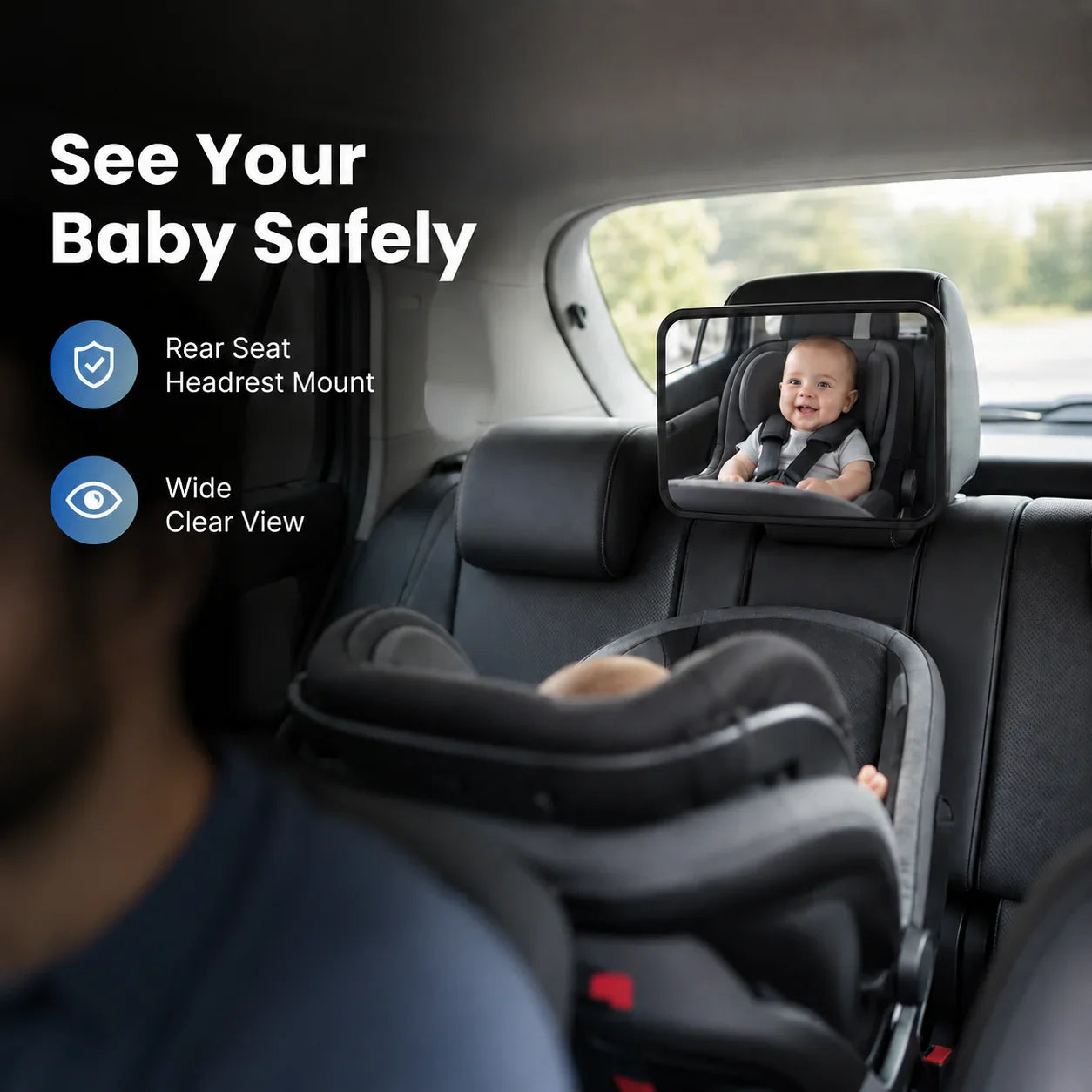 Baby Car Mirror – Wide-View Adjustable Headrest Mount for Infants