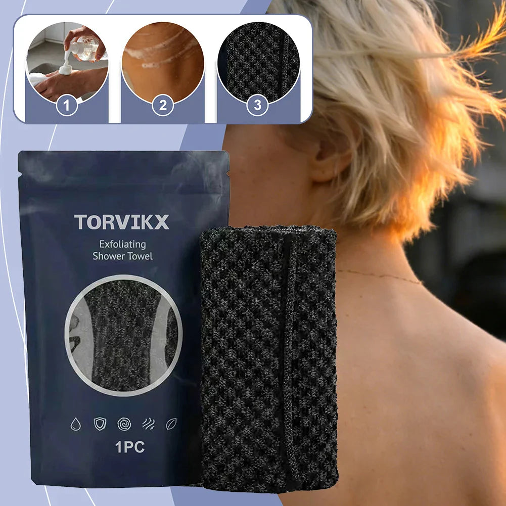 Exfoliating Shower Towel – Body & Face Scrub Washcloth