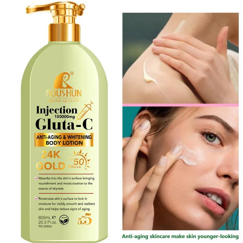 600ml GLUTA-C Body Lotion Sun Cream 2-in-1 Moisturizing Body Lotion Leaves Fragrance, Refreshing and Moisturizing Peaceful Pleasures Health and Wellness