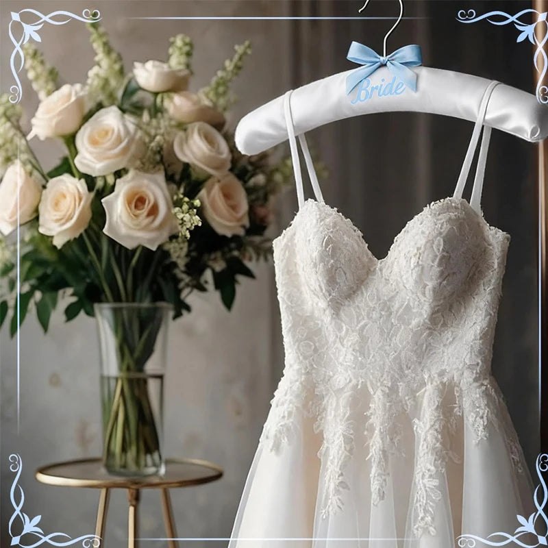 Bride Sponge Hanger Blue Bows | Bridal Shower Gift Bridal Dress Hanger Peaceful Pleasures Health and Wellness