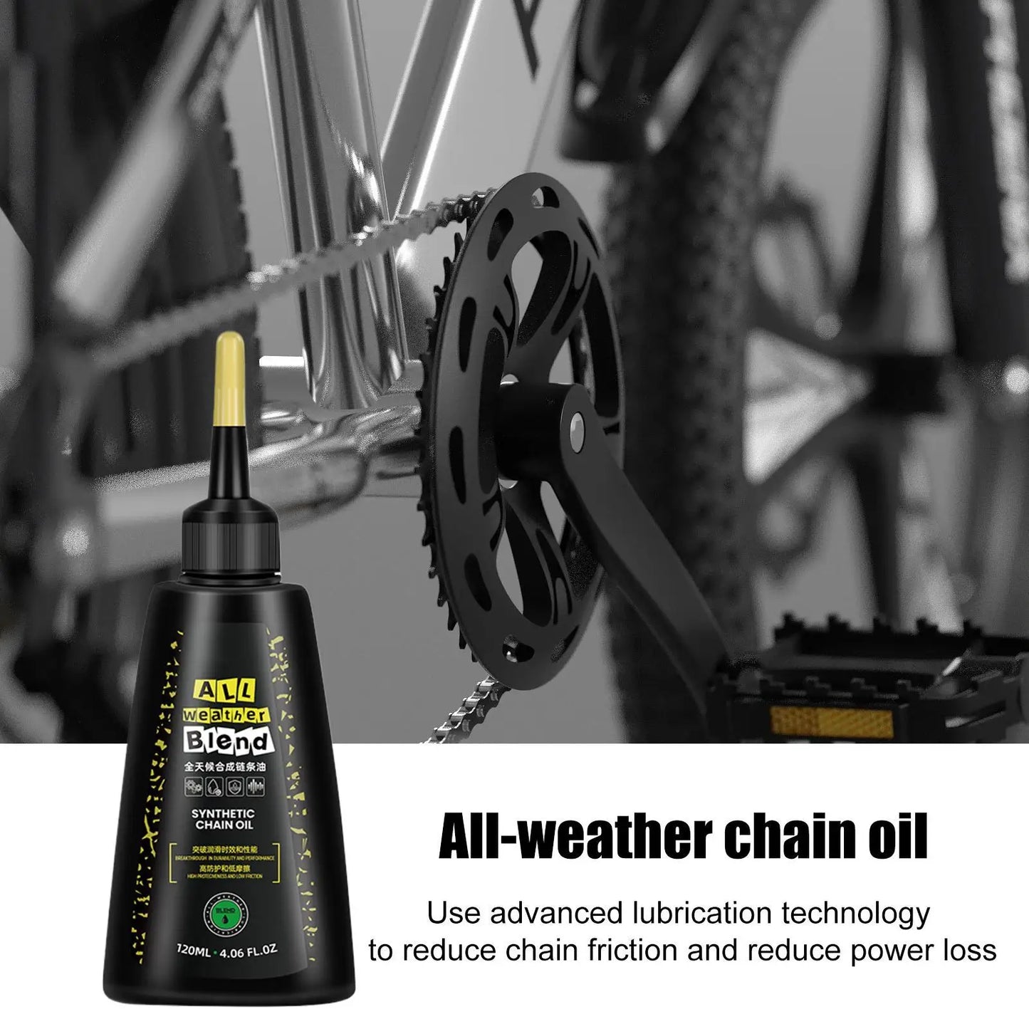 120ML Chain Oil Bicycle Road Mountain Dry Wet Anti Corrosion and Anti Rust Lubricating Oil Synthetic Mountain Cycle Chain Oil Peaceful Pleasures Health and Wellness