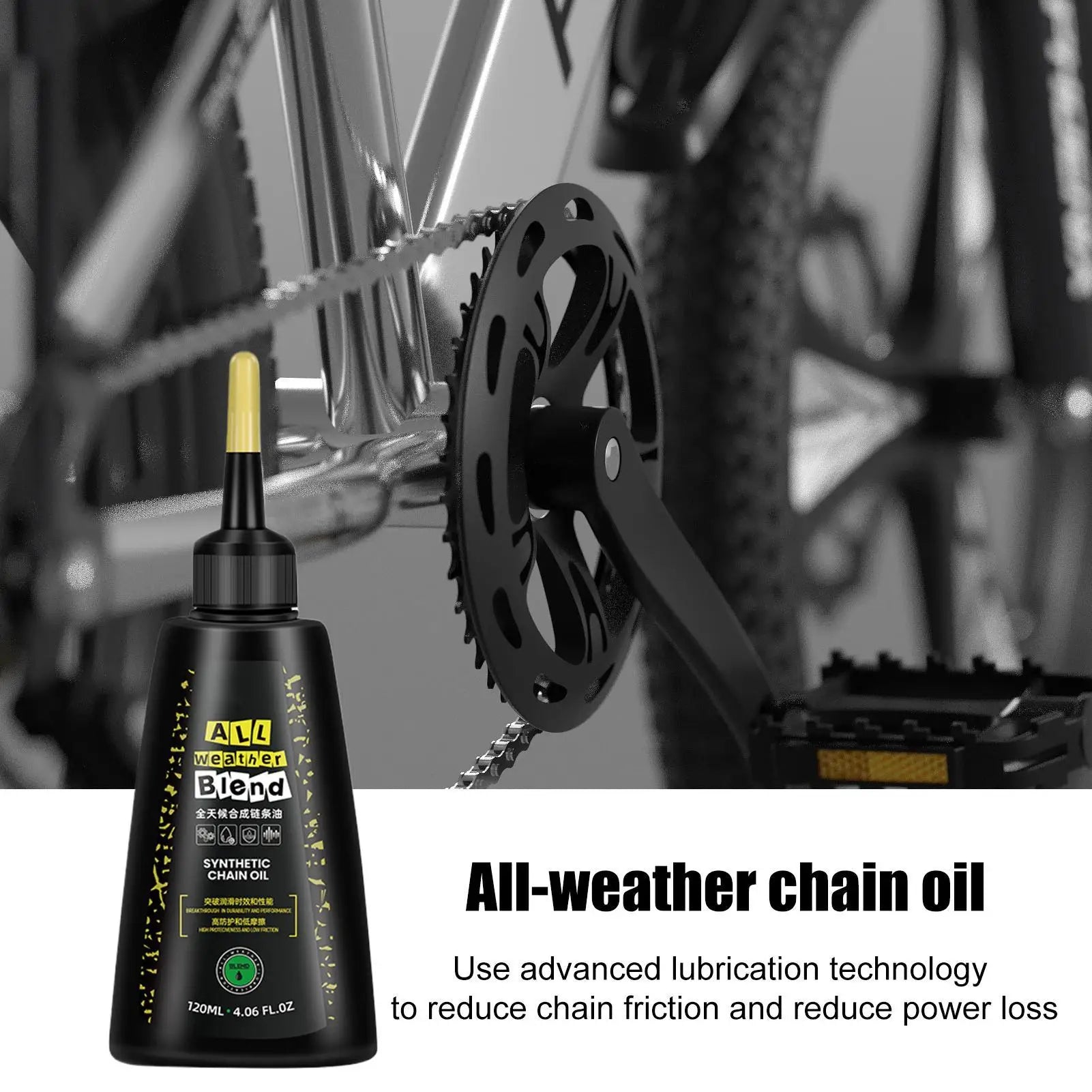 120ML Chain Oil Bicycle Road Mountain Dry Wet Anti Corrosion and Anti Rust Lubricating Oil Synthetic Mountain Cycle Chain Oil Peaceful Pleasures Health and Wellness