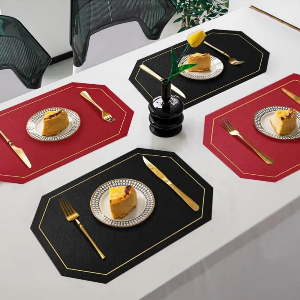 Placemats and Coaster Set 4/8 Pcs , Dual Sided Two-Color Place Mats 30x43cm/11.81x16.93inch Leather Heat Resistant Non-Slip Peaceful Pleasures Health and Wellness