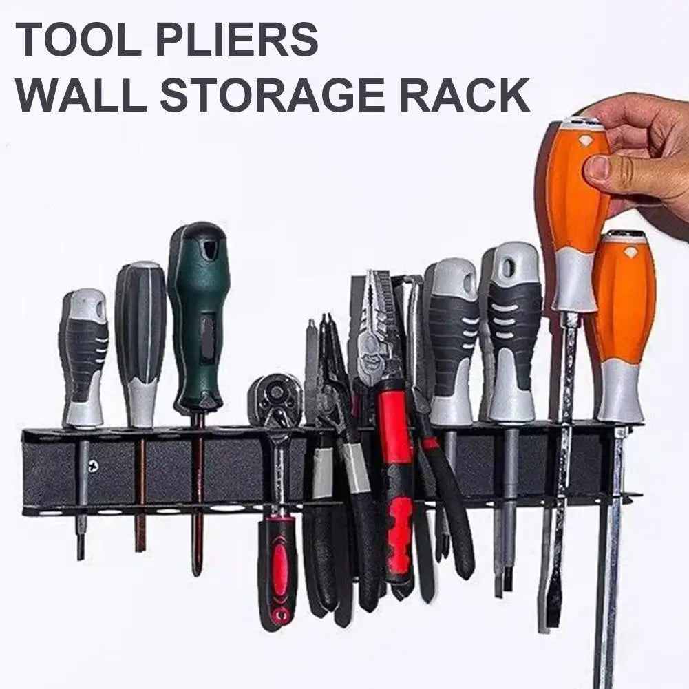 14-Hole Wall-Mounted Screwdriver Organizer Metal Tool Rack