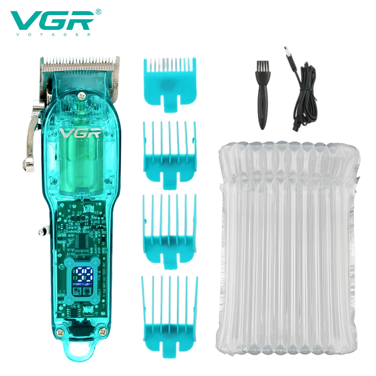 VGR 660 Hair Clipper Transparent Hair Cutting Machine Cordless Hair Trimmer Electric Barber Digital Display Clipper for Men Peaceful Pleasures Health and Wellness 660 NO box