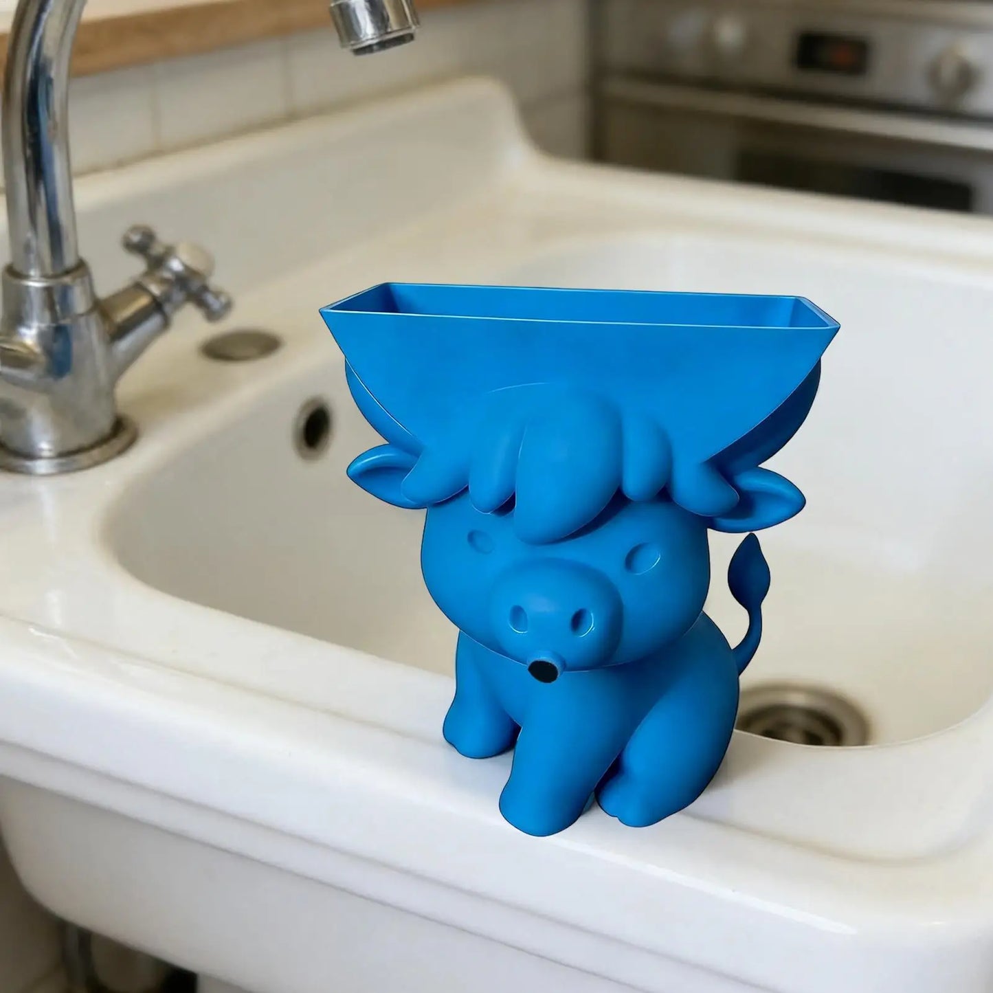 Sponge Holder With Drainage Cow Cute Decor Sponge Holder For Kitchen Sink For Home Apartment Dorm Farmhouse RV Bathroom Shower Peaceful Pleasures Health and Wellness