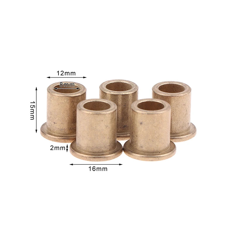 5Pcs Flange Bushing Copper Sleeve Inner Diameter 8MM Powder Metallurgy Oil Bearing With Edge Step Shoulder Peaceful Pleasures Health and Wellness 8x12x15