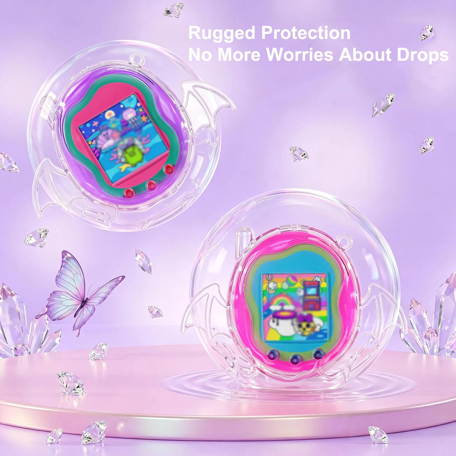 Smooth Edges Hard Crystal Case For Tamagotchi Uni Full Body Protection Anti Yellow Anti Scratch Standable Clear PC Cover Peaceful Pleasures Health and Wellness