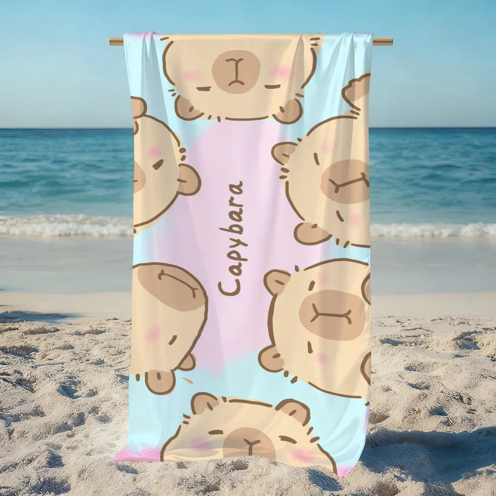 Carpincho Cartoon Quick-Dry Beach Towel | Soft, Lightweight Quick-Dry Beach Towel Peaceful Pleasures Health and Wellness