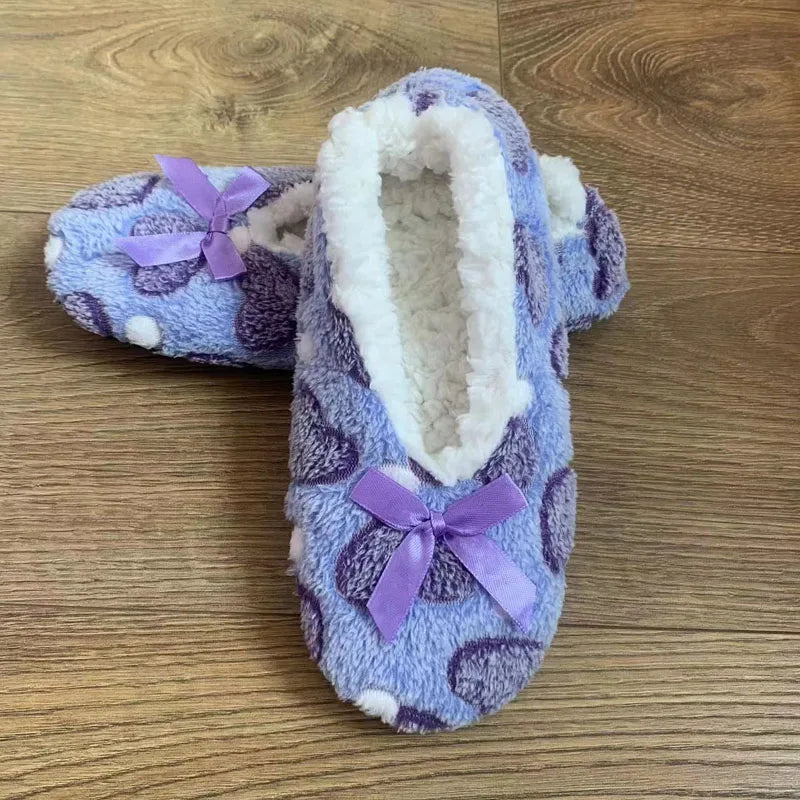 Women's Heart-Shaped Fur Indoor Slippers | Soft EVA Winter House Shoes