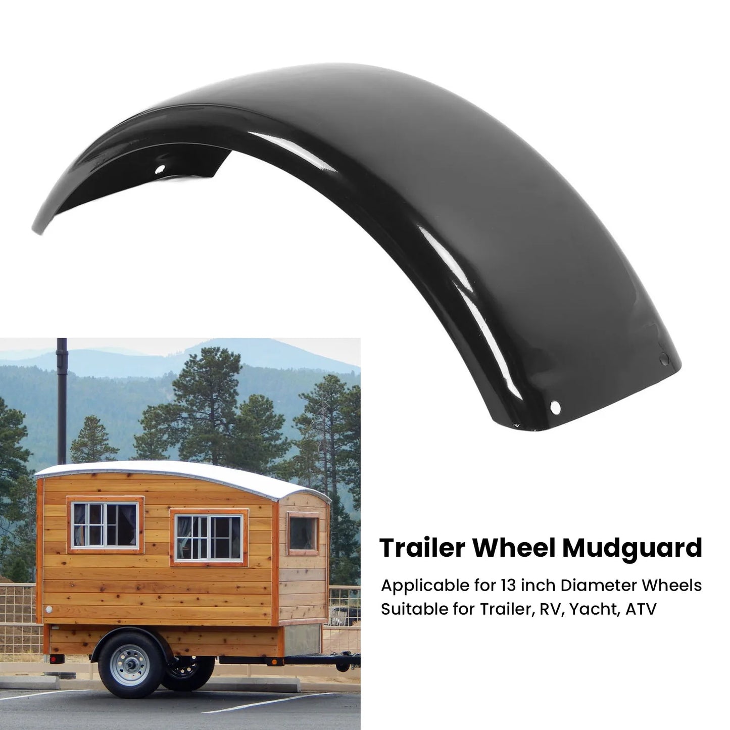 13" Metal Trailer Mudguard for RV, ATV & Single Axle Trailer