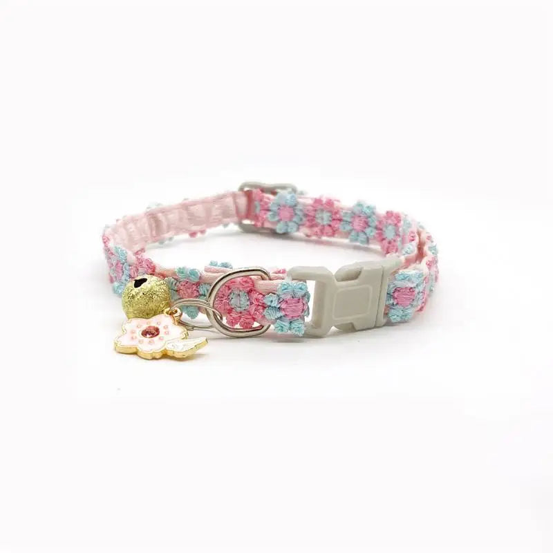 Floral Lace Cat & Puppy Collar with Bell | Adjustable