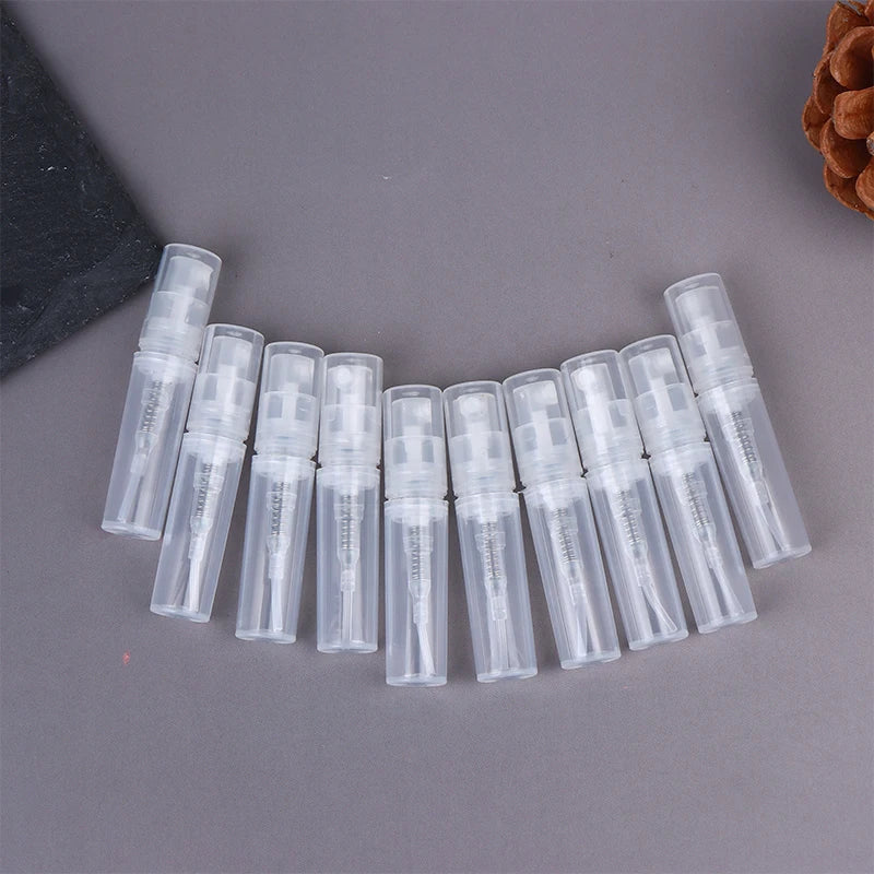 10Pcs 2/3/5ML Mini Clear Plastic Empty Perfume Bottle Refillable Spray Bottle Atomizer Container Women Travel Perfume Bottles Peaceful Pleasures Health and Wellness