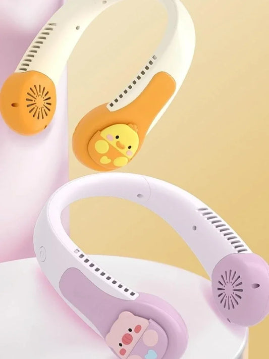 Bladeless Neck Fan Cute Pig & Dinosaur | 3 Speed USB Rechargeable Wearable Neck Fan Peaceful Pleasures Health and Wellness