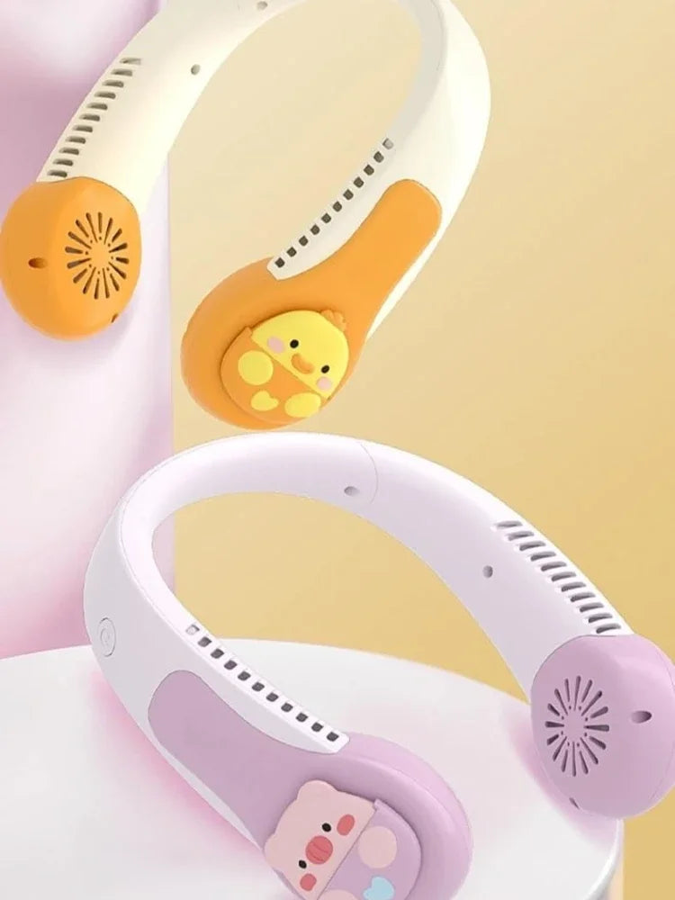 Bladeless Neck Fan Cute Pig & Dinosaur | USB Rechargeable 3-Speed