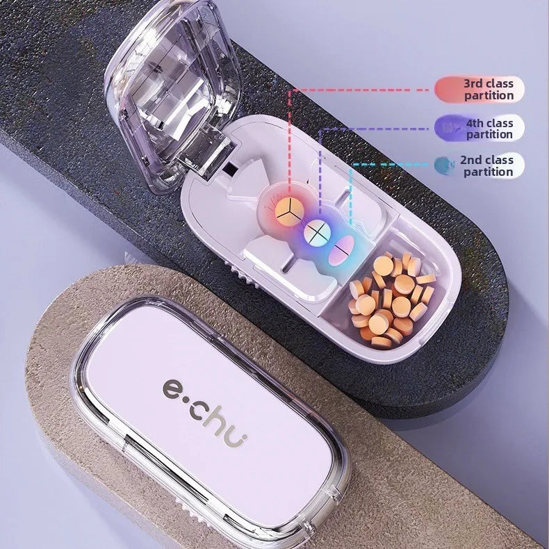 Multi- Functions Pill Cutter Portable Drug Tablet Storage Box 1/3, 2/1, 4/1 Pill Splitter Medicine Dustproof Divider Organizer Peaceful Pleasures Health and Wellness