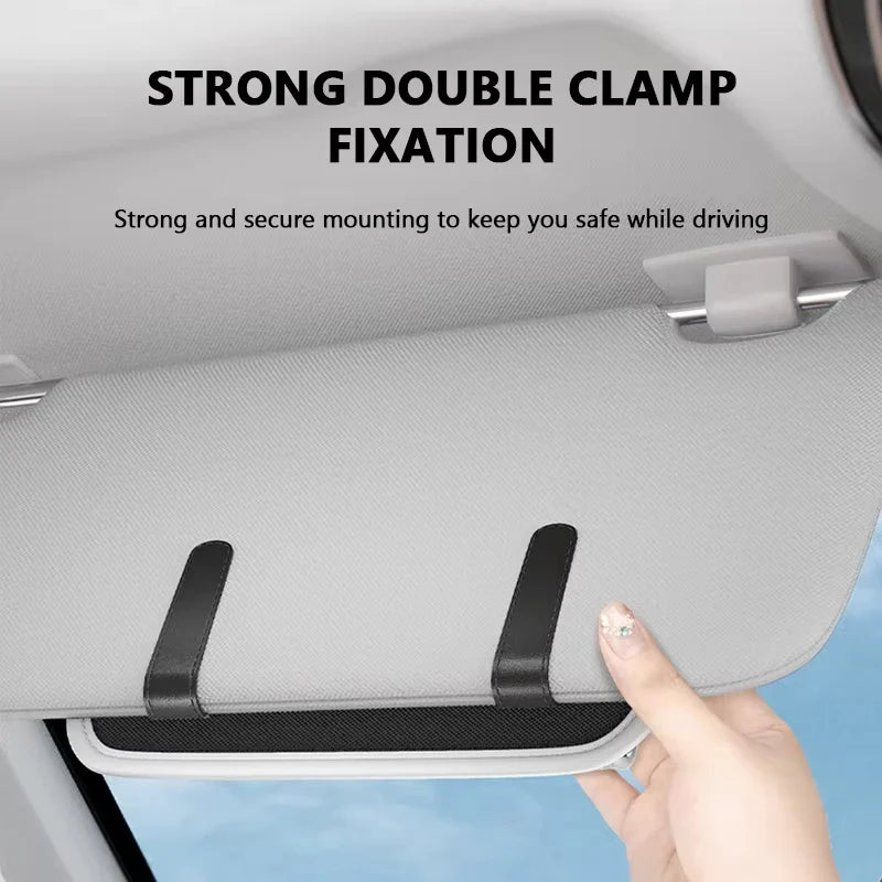 PU Leather Car Sun Visor Sunglasses Holder & Eyeglass Case