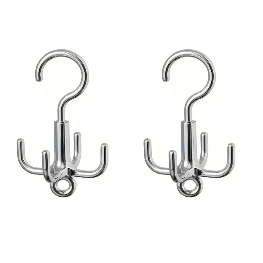 2pcs Multifunctional Rotating Clothes Hook Punch Free 4 Claws Rotation Coat Hanger Belt Organizer Scarf Storage Rack Wardrobe Peaceful Pleasures Health and Wellness 2pcs