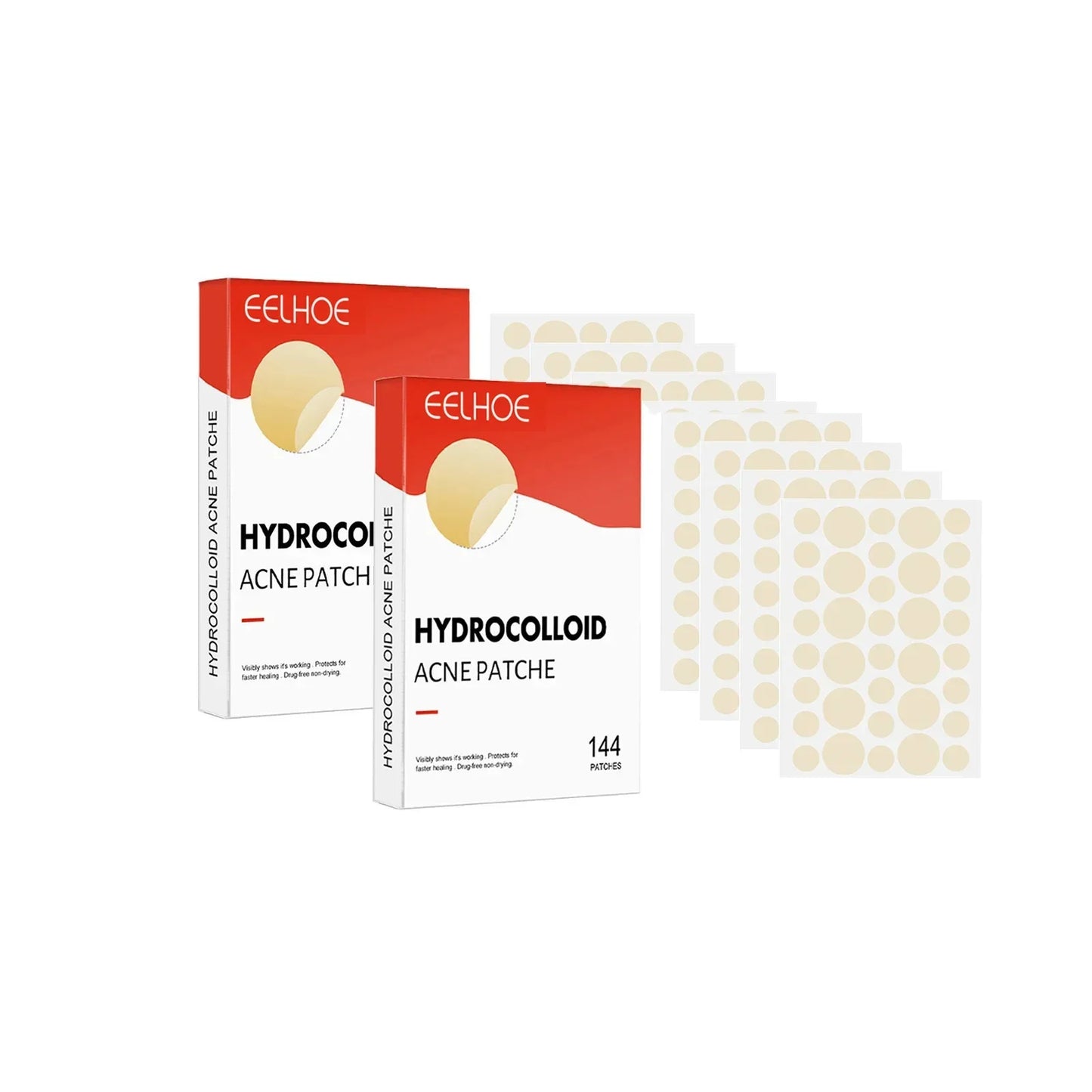 Hydrocolloid Acne Patches – 144pc Invisible Pimple Cover Peaceful Pleasures Health and Wellness 2pcs