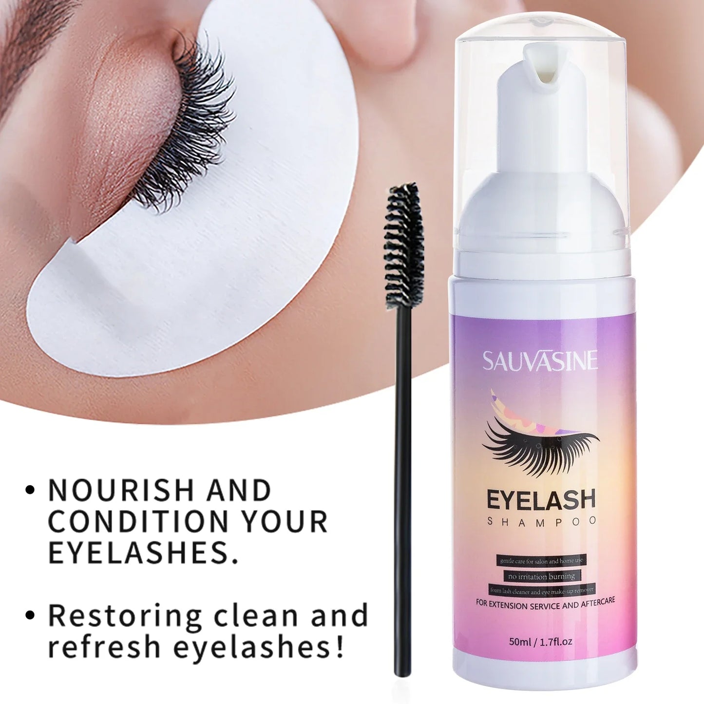 5/10PCS 50ML Eyelash Extension Shampoo Foam Mousse Kit Fast Makeup Glue Removal Foam Set Deeply Cleaning With Brush For Women Peaceful Pleasures Health and Wellness