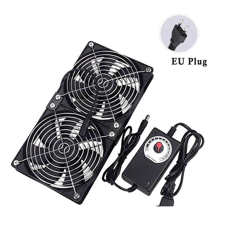12cm Exhaust and Cooling Fan 3000RPM with Controller 3V to 12V for BTC Miner PC Chassis Workstation Cabinet Server Radiator Peaceful Pleasures Health and Wellness 2 Fan