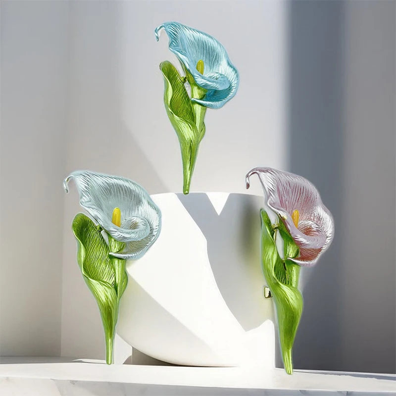 Lily Flower Enamel Brooch Pin – 4 Colors | Women & Unisex Enamel Brooch Pin Peaceful Pleasures Health and Wellness